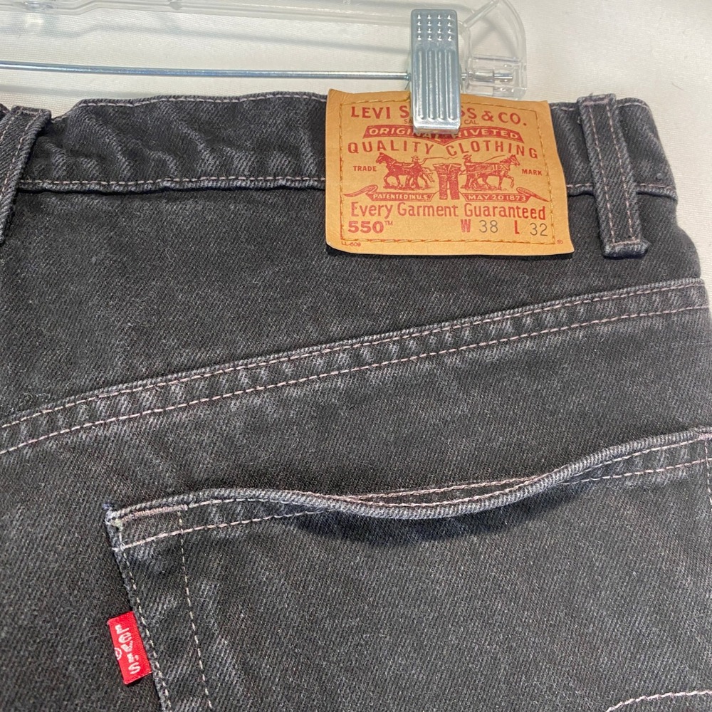 VTG 90s Levis 550 Relaxed Fit Mens 38x32 Black Cotton Denim Tapered Leg Jeans